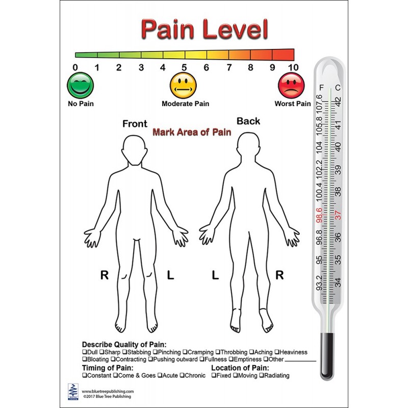 Pain Level Anatomical Chart front